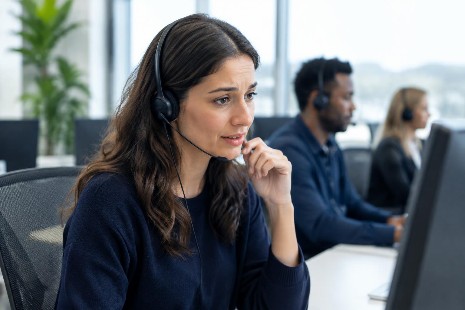 Illustrative photograph of a contact centre adviser supporting a customer
