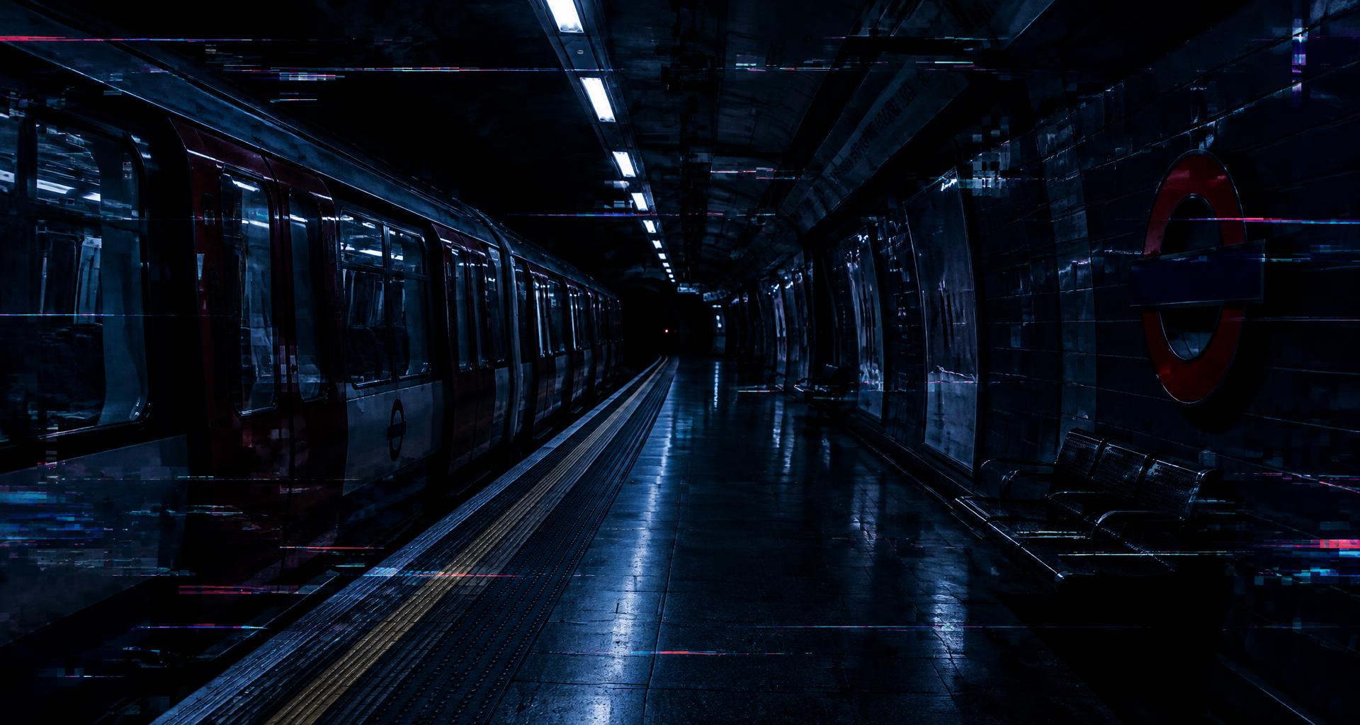 Illustration of a London Underground platform disrupted by a cyberattack